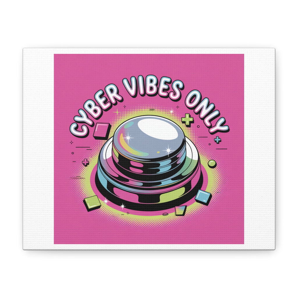 Cyber Vibes Only Canvas | Y2K cyber holo aesthetic, chrome text