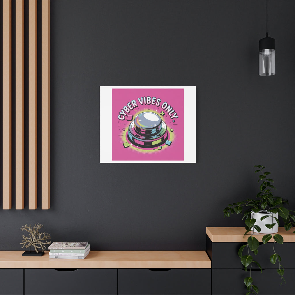 Cyber Vibes Only Canvas | Y2K cyber holo aesthetic, chrome text