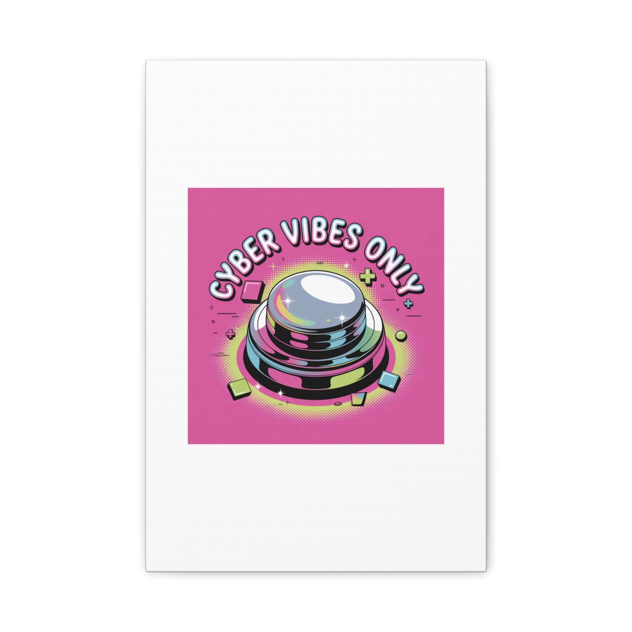 Cyber Vibes Only Canvas | Y2K cyber holo aesthetic, chrome text