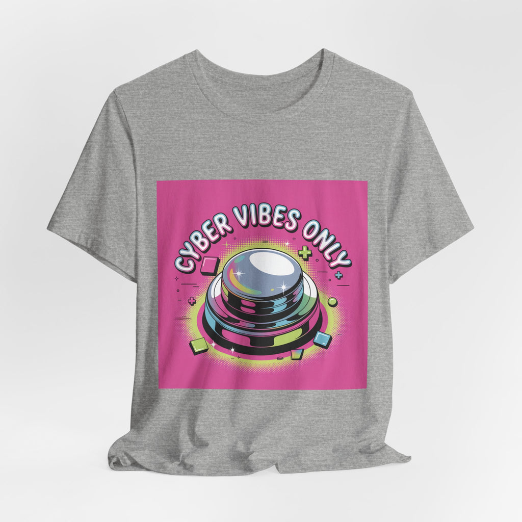 Cyber Vibes Only T-Shirt | Y2K Cyber Holo, Retro Tech Chrome Text