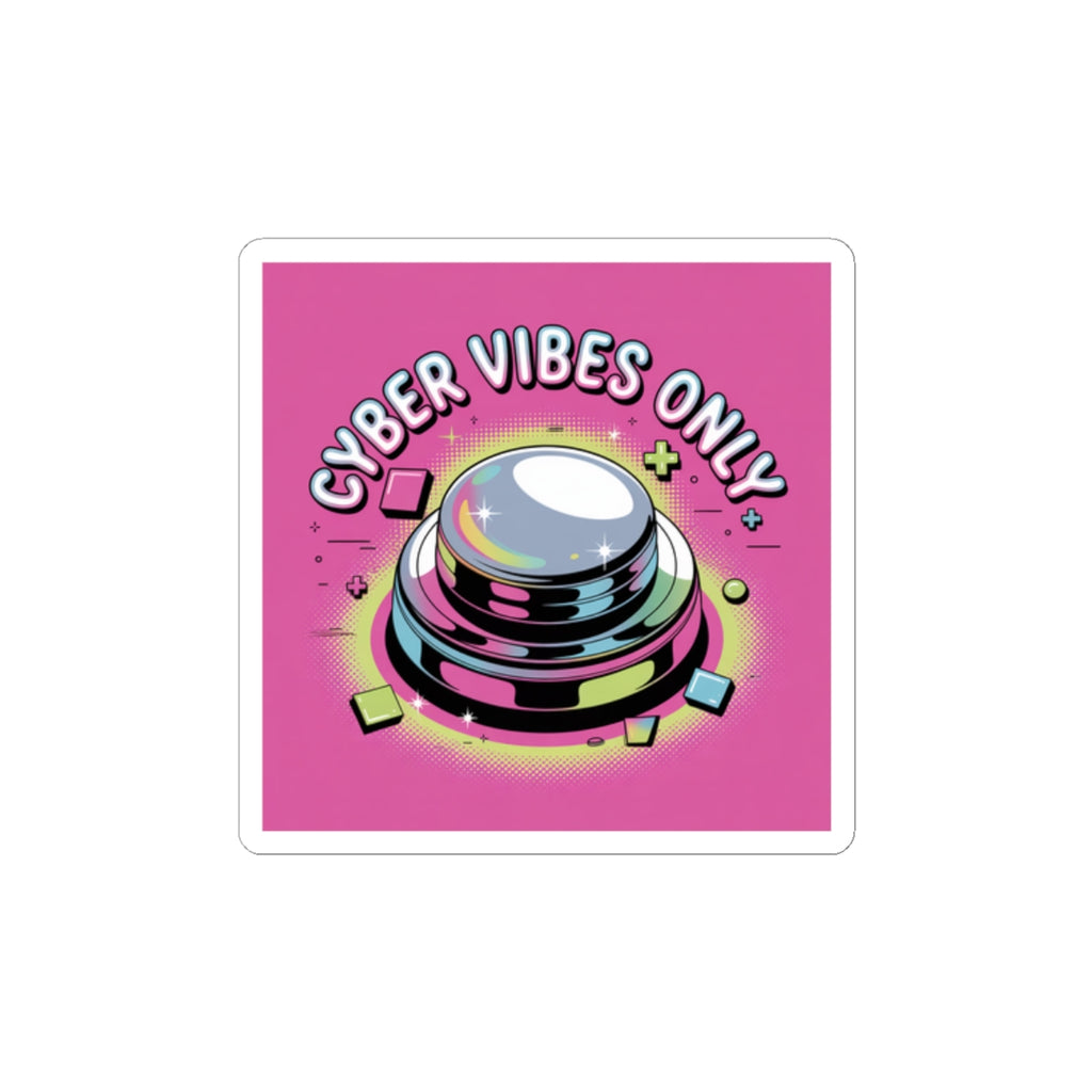 Cyber Vibes Only Sticker | Y2K cyber holo aesthetic, chrome text