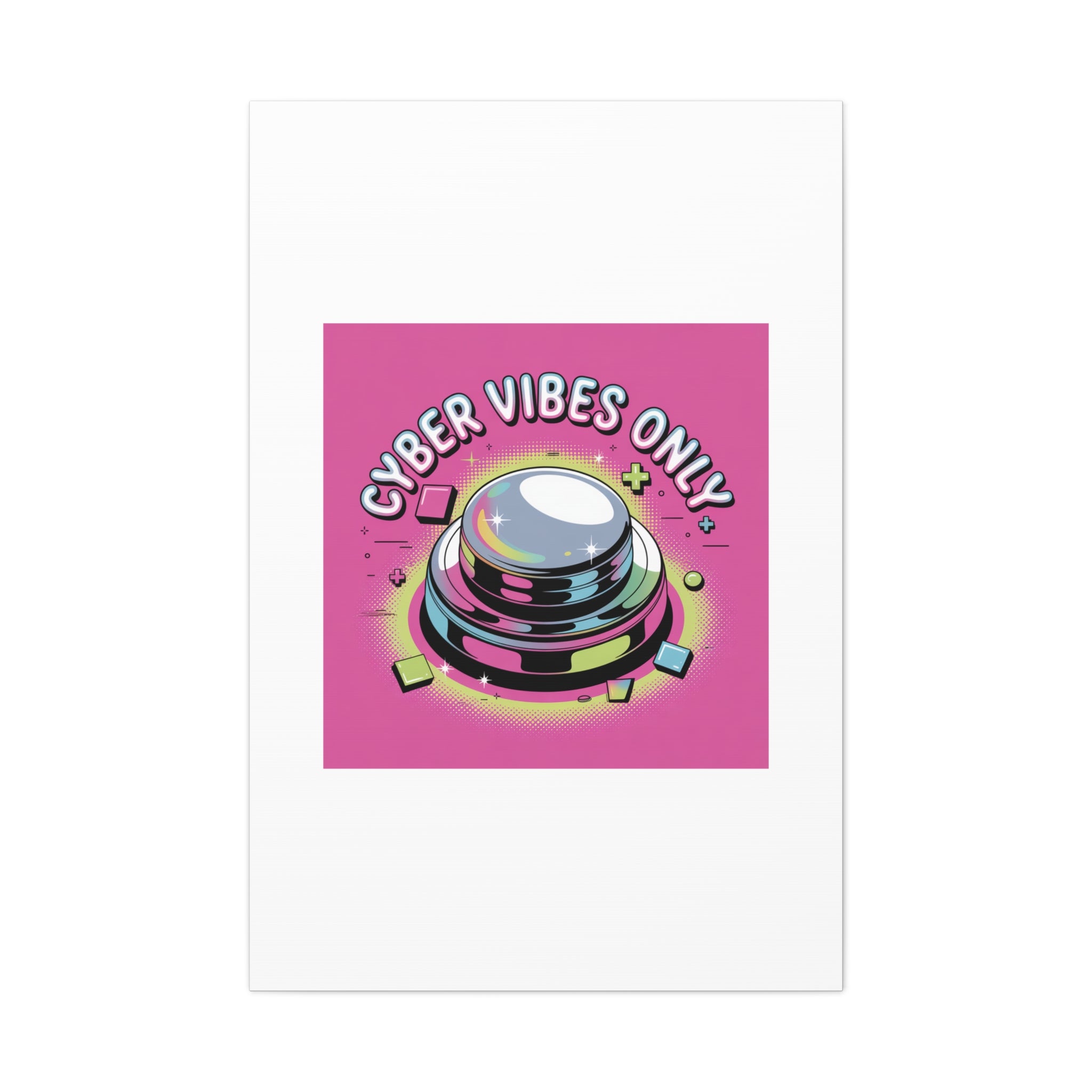 Cyber Vibes Only Canvas | Y2K cyber holo aesthetic, chrome text