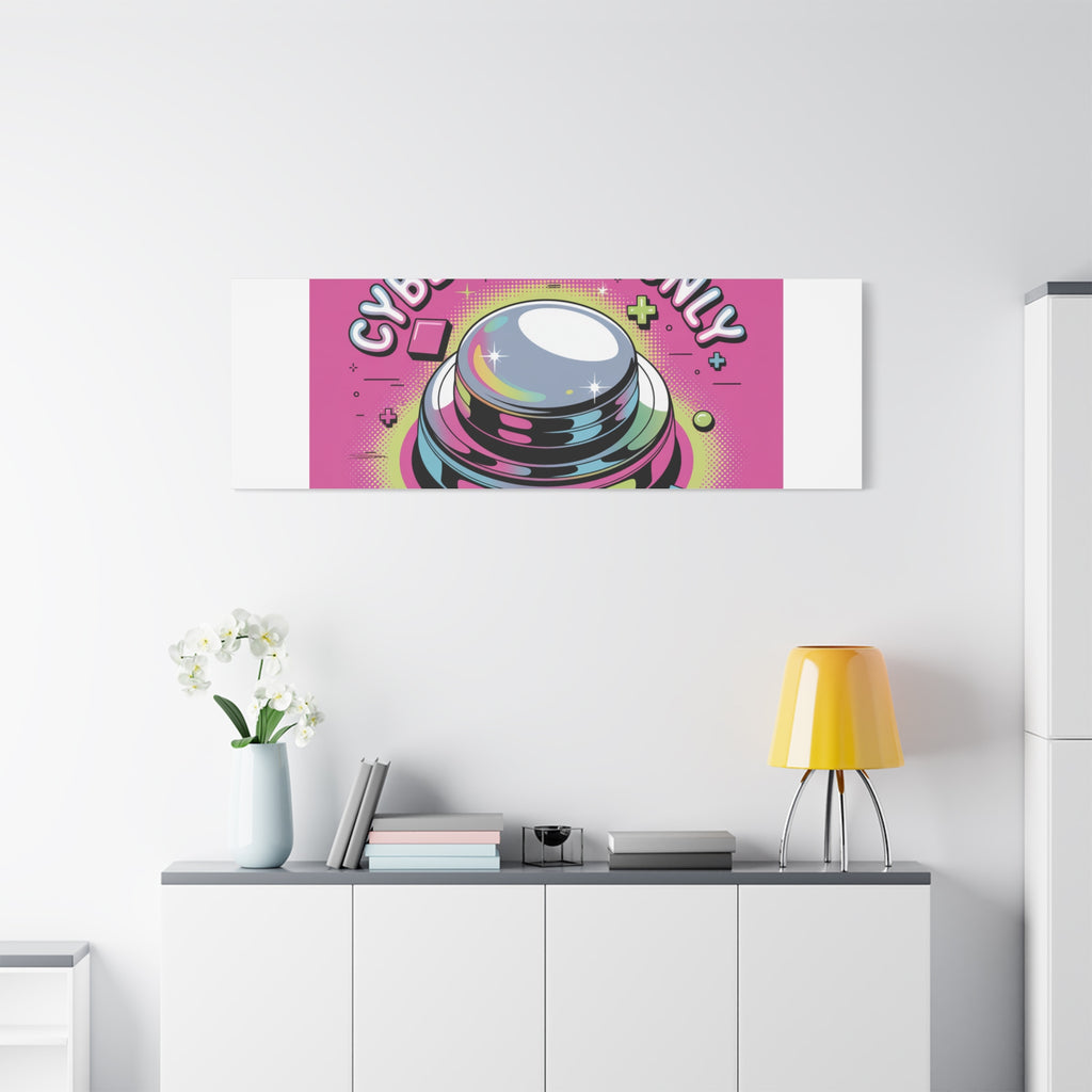 Cyber Vibes Only Canvas | Y2K cyber holo aesthetic, chrome text