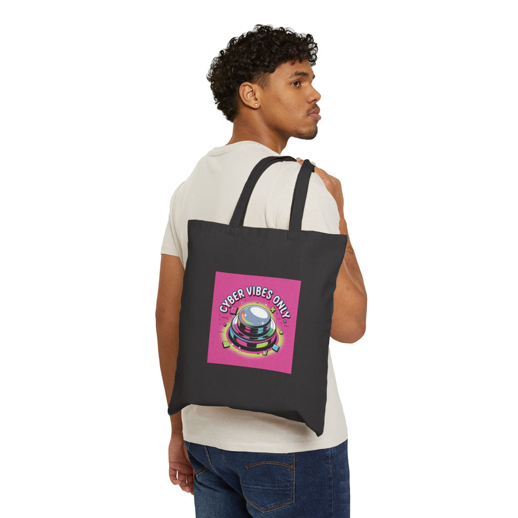 Cyber Vibes Only Tote | Y2K cyber holo aesthetic, retro tech print