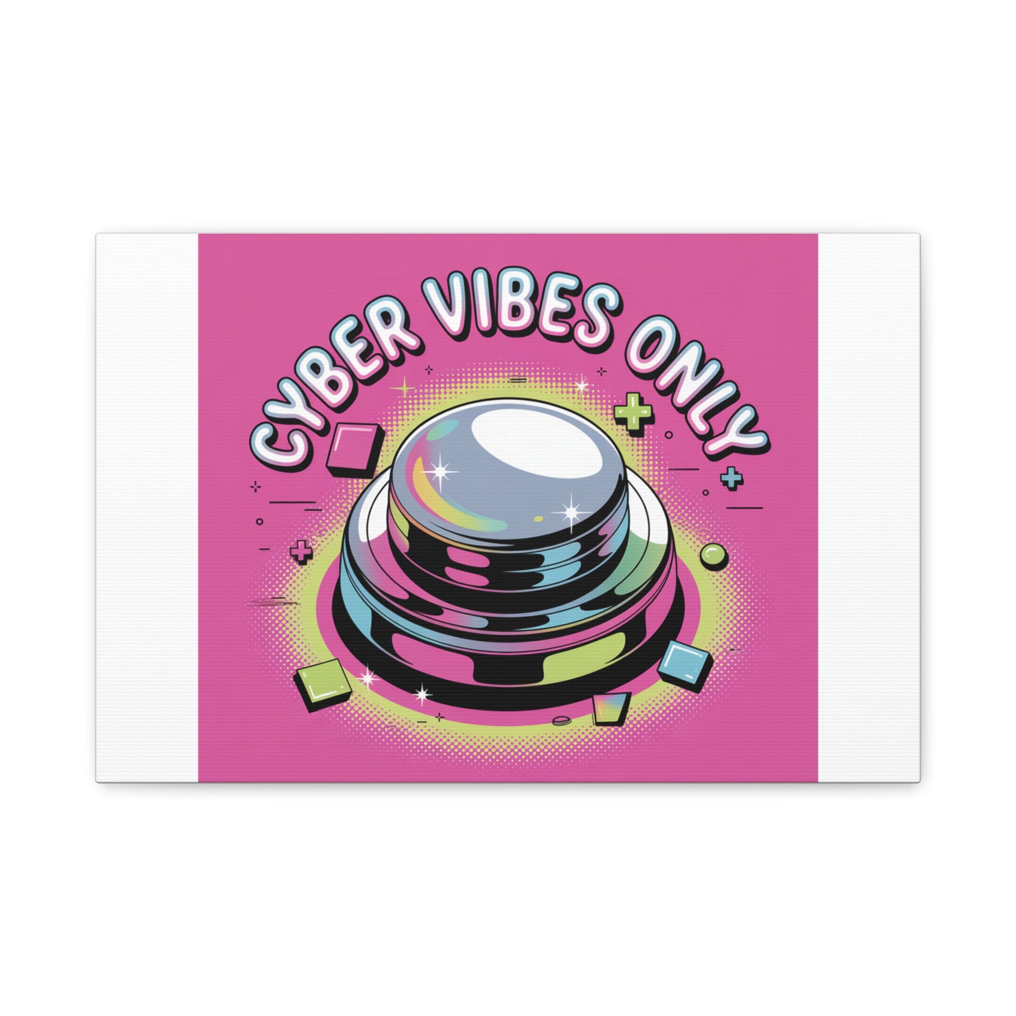 Cyber Vibes Only Canvas | Y2K cyber holo aesthetic, chrome text