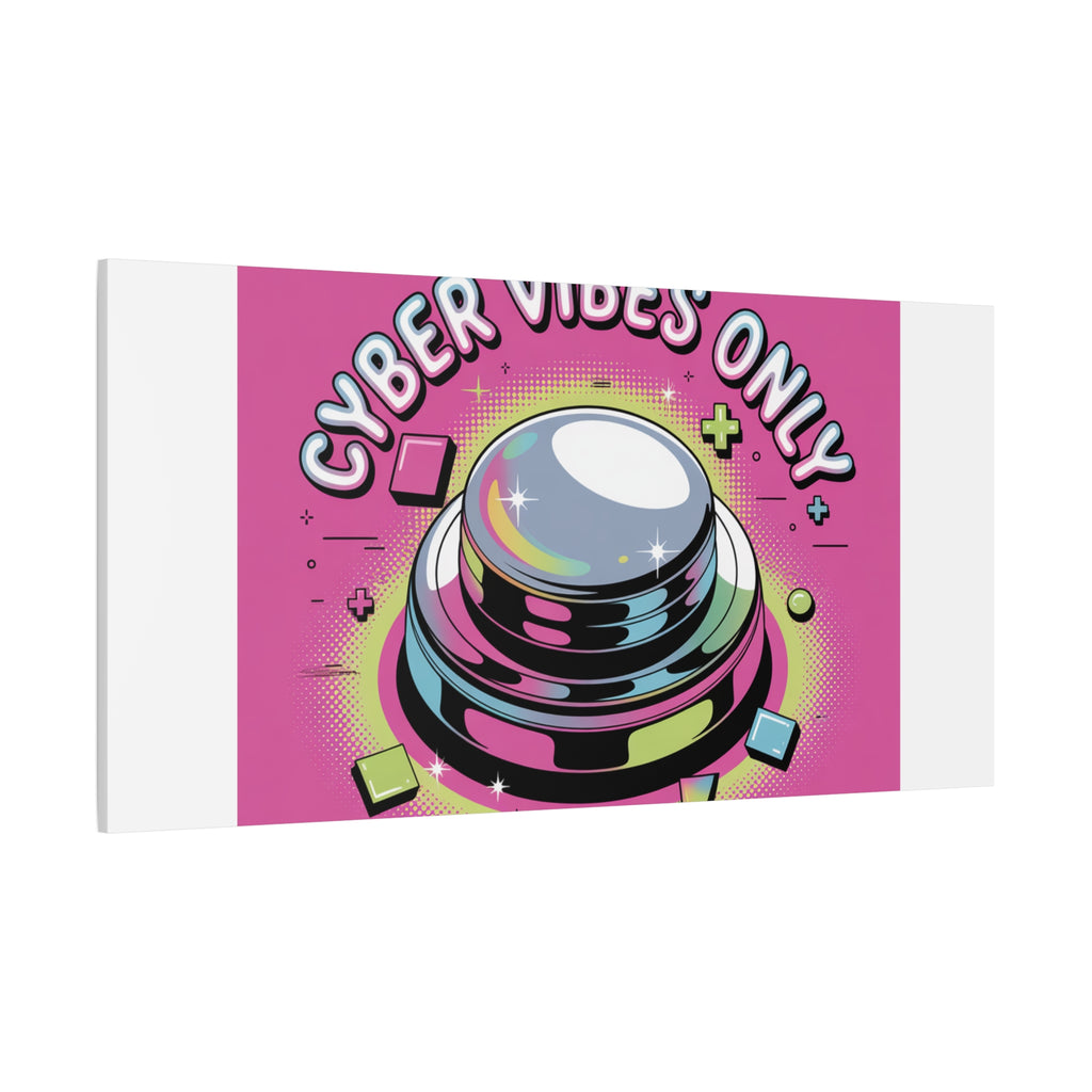 Cyber Vibes Only Canvas | Y2K cyber holo aesthetic, chrome text