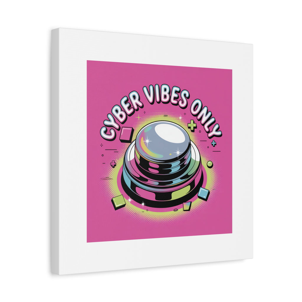 Cyber Vibes Only Canvas | Y2K cyber holo aesthetic, chrome text