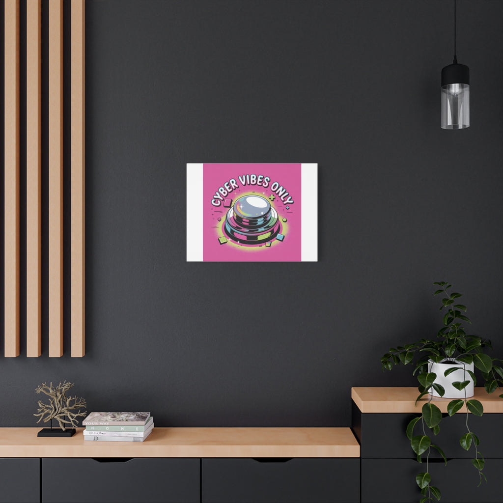 Cyber Vibes Only Canvas | Y2K cyber holo aesthetic, chrome text
