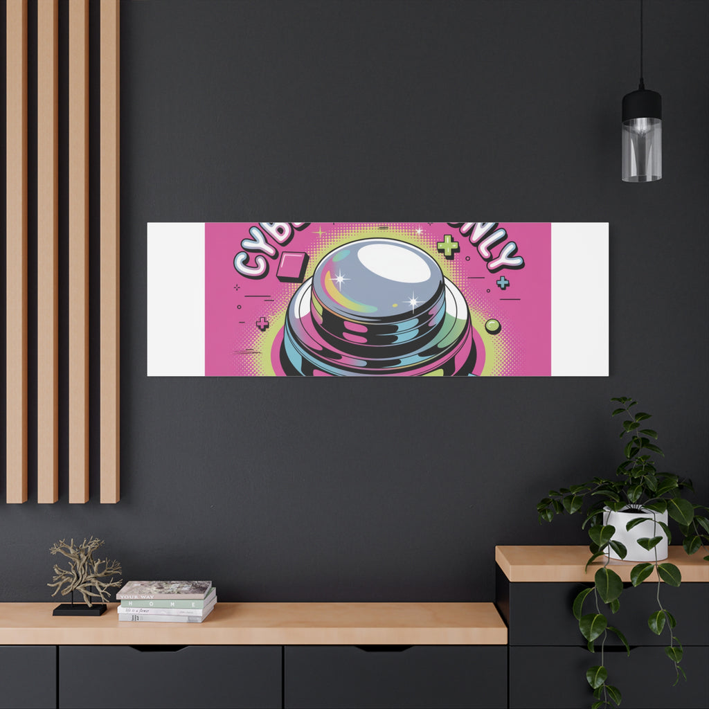 Cyber Vibes Only Canvas | Y2K cyber holo aesthetic, chrome text