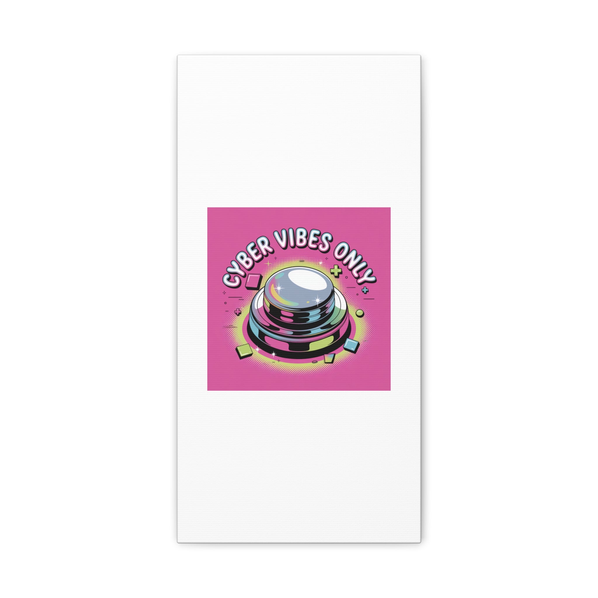 Cyber Vibes Only Canvas | Y2K cyber holo aesthetic, chrome text
