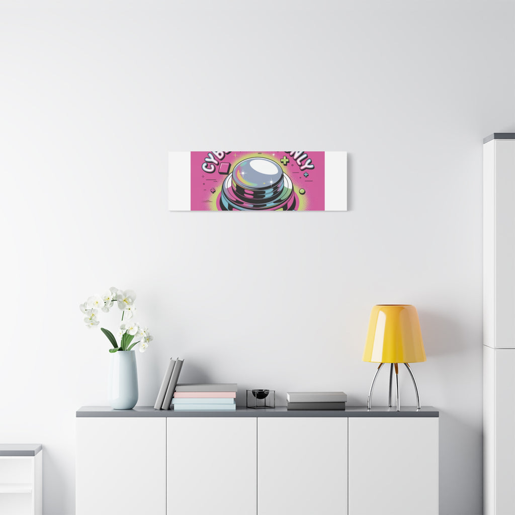 Cyber Vibes Only Canvas | Y2K cyber holo aesthetic, chrome text