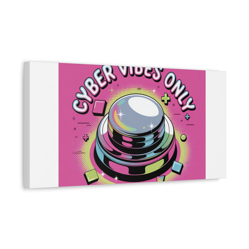 Cyber Vibes Only Canvas | Y2K cyber holo aesthetic, chrome text