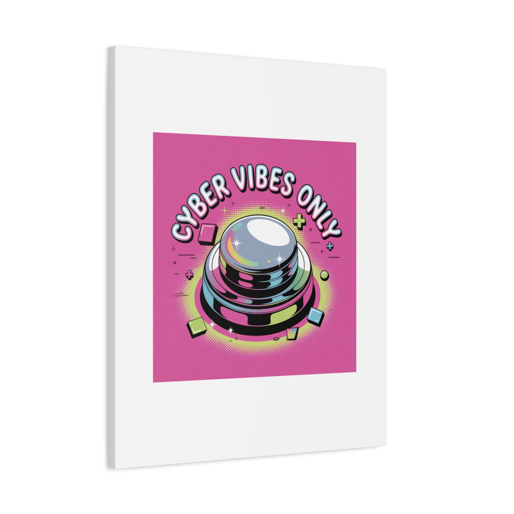 Cyber Vibes Only Canvas | Y2K cyber holo aesthetic, chrome text