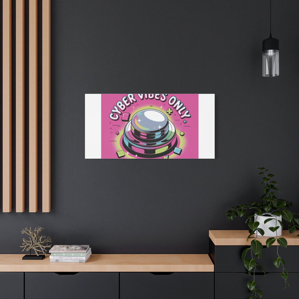 Cyber Vibes Only Canvas | Y2K cyber holo aesthetic, chrome text