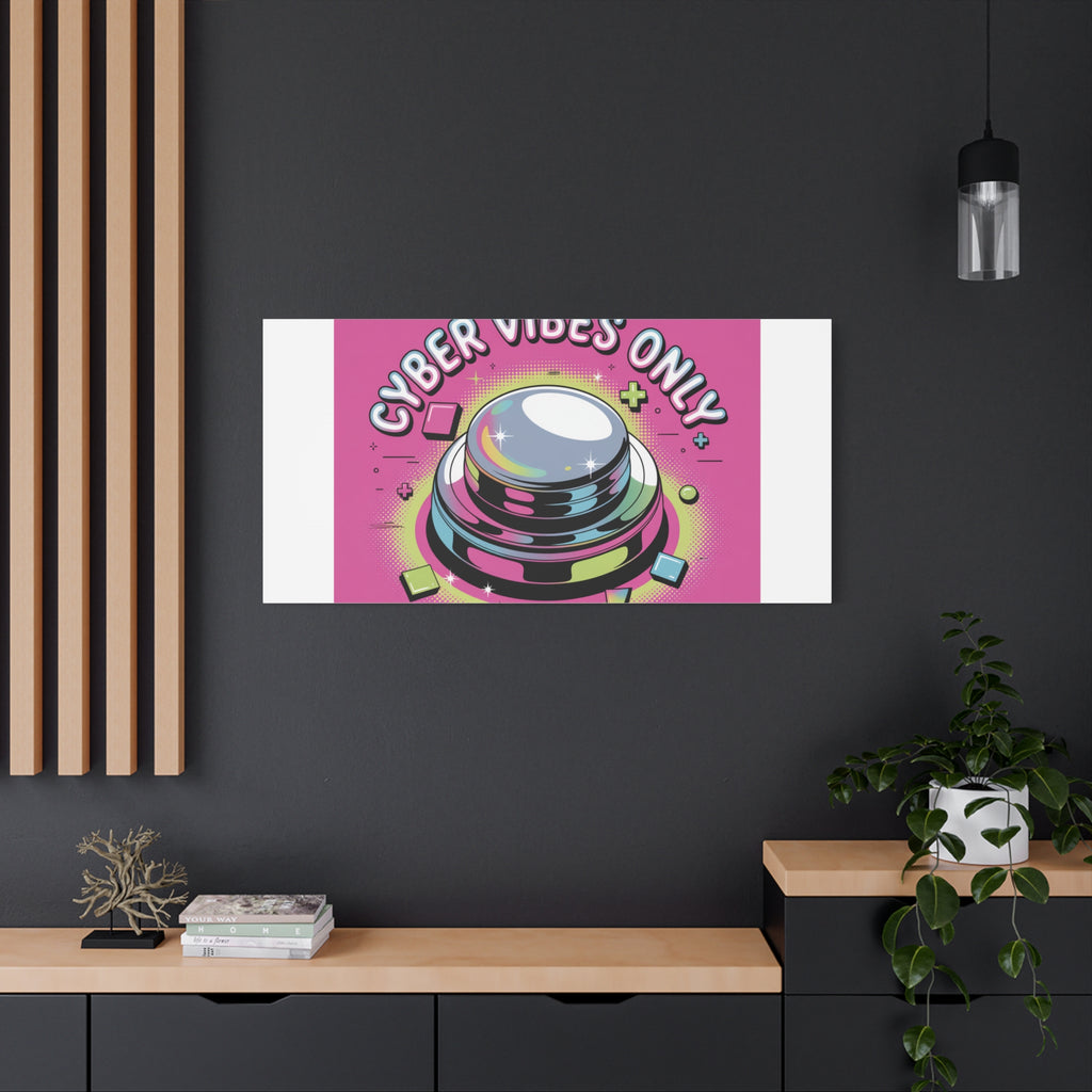 Cyber Vibes Only Canvas | Y2K cyber holo aesthetic, chrome text