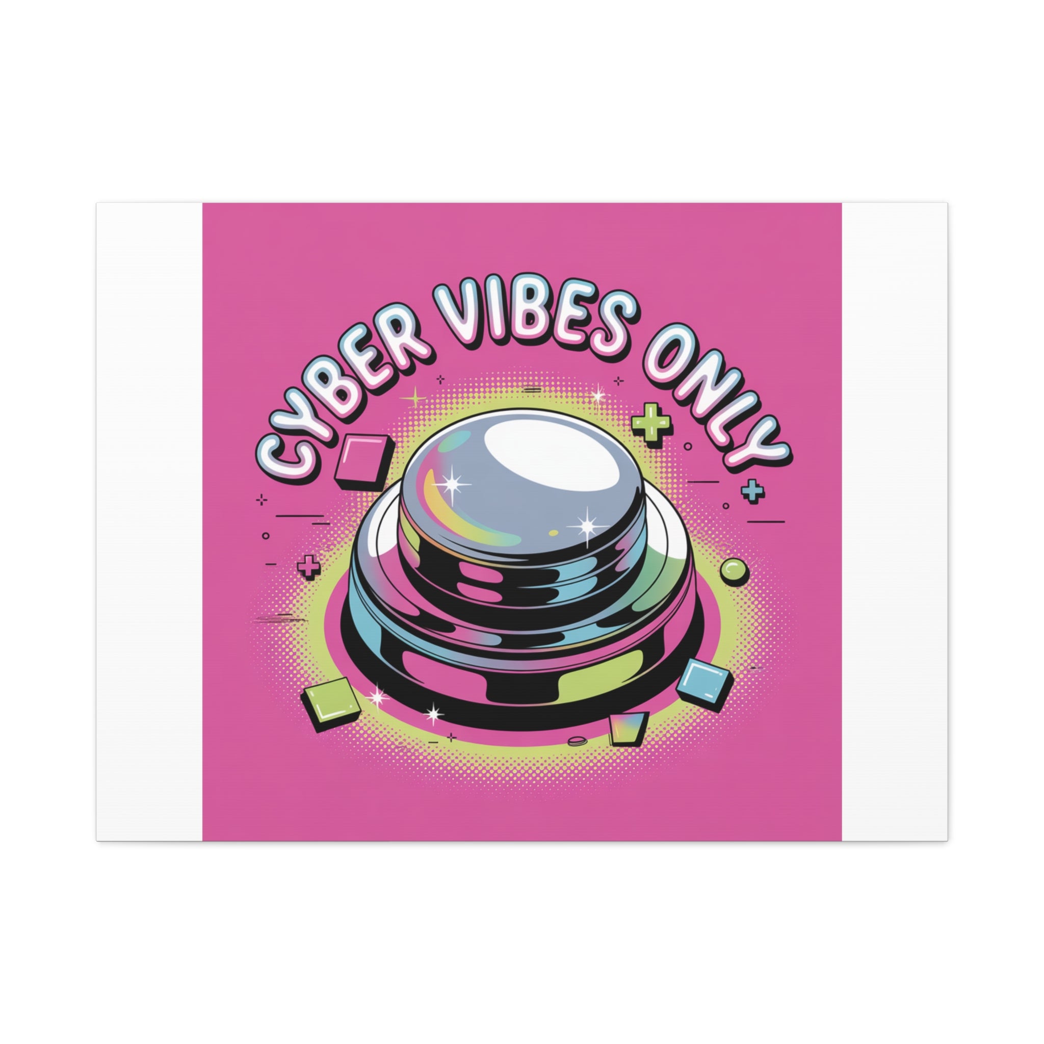 Cyber Vibes Only Canvas | Y2K cyber holo aesthetic, chrome text
