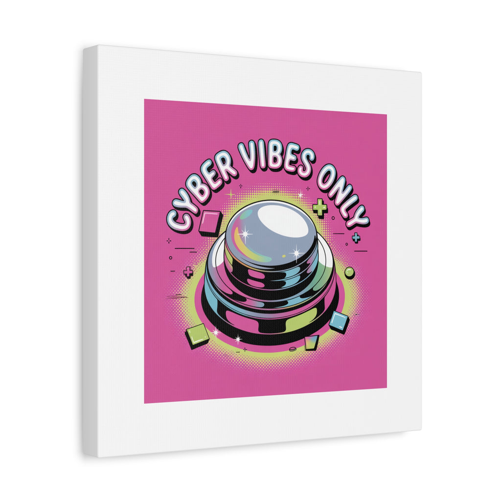 Cyber Vibes Only Canvas | Y2K cyber holo aesthetic, chrome text