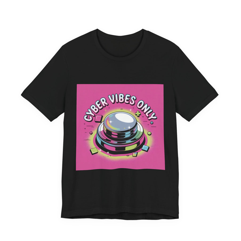 Cyber Vibes Only T-Shirt | Y2K Cyber Holo, Retro Tech Chrome Text