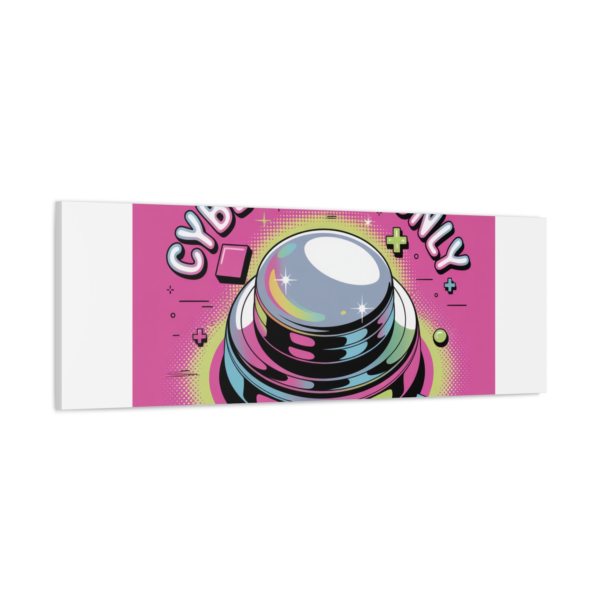 Cyber Vibes Only Canvas | Y2K cyber holo aesthetic, chrome text