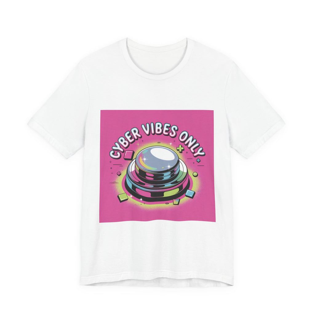 Cyber Vibes Only T-Shirt | Y2K Cyber Holo, Retro Tech Chrome Text