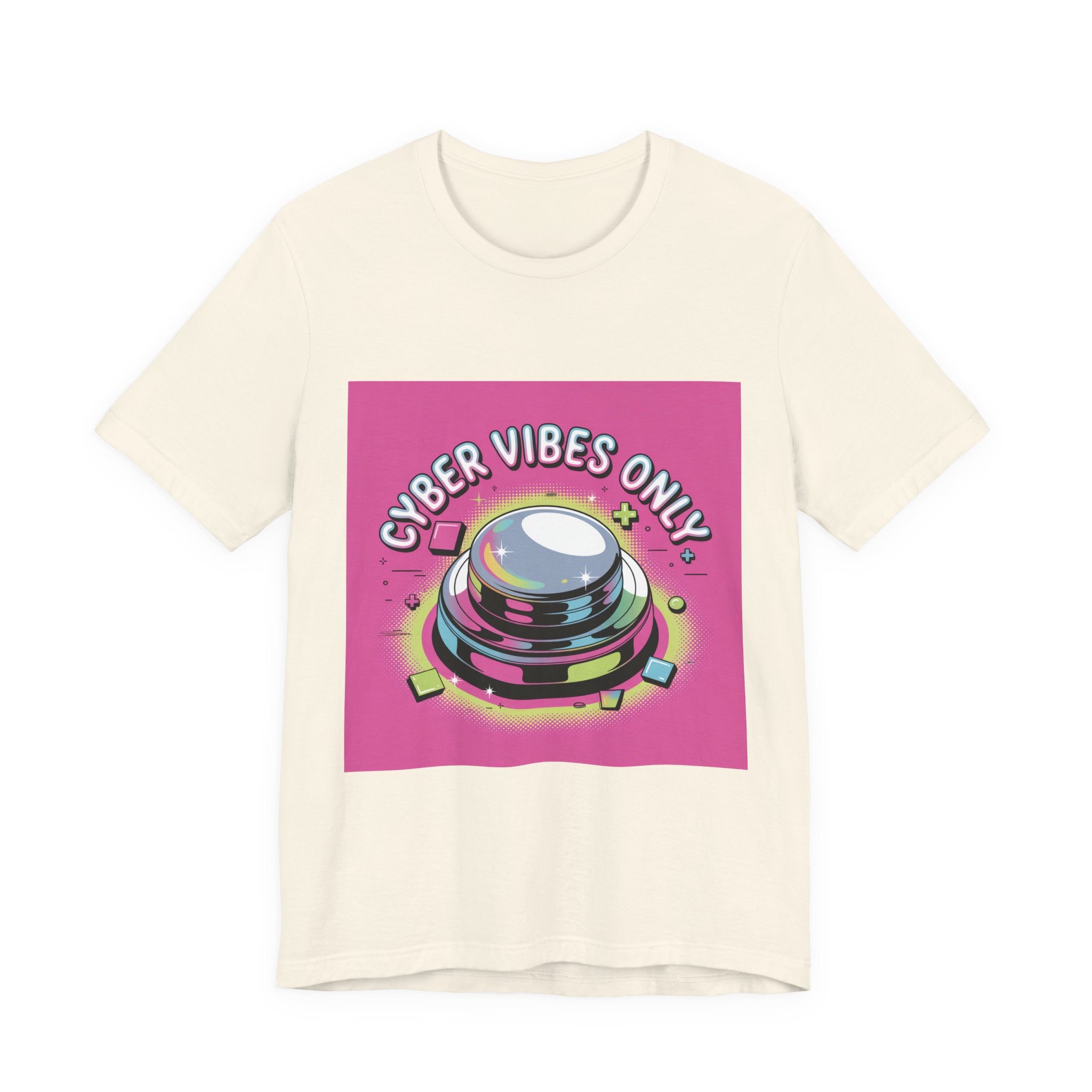 Cyber Vibes Only T-Shirt | Y2K Cyber Holo, Retro Tech Chrome Text
