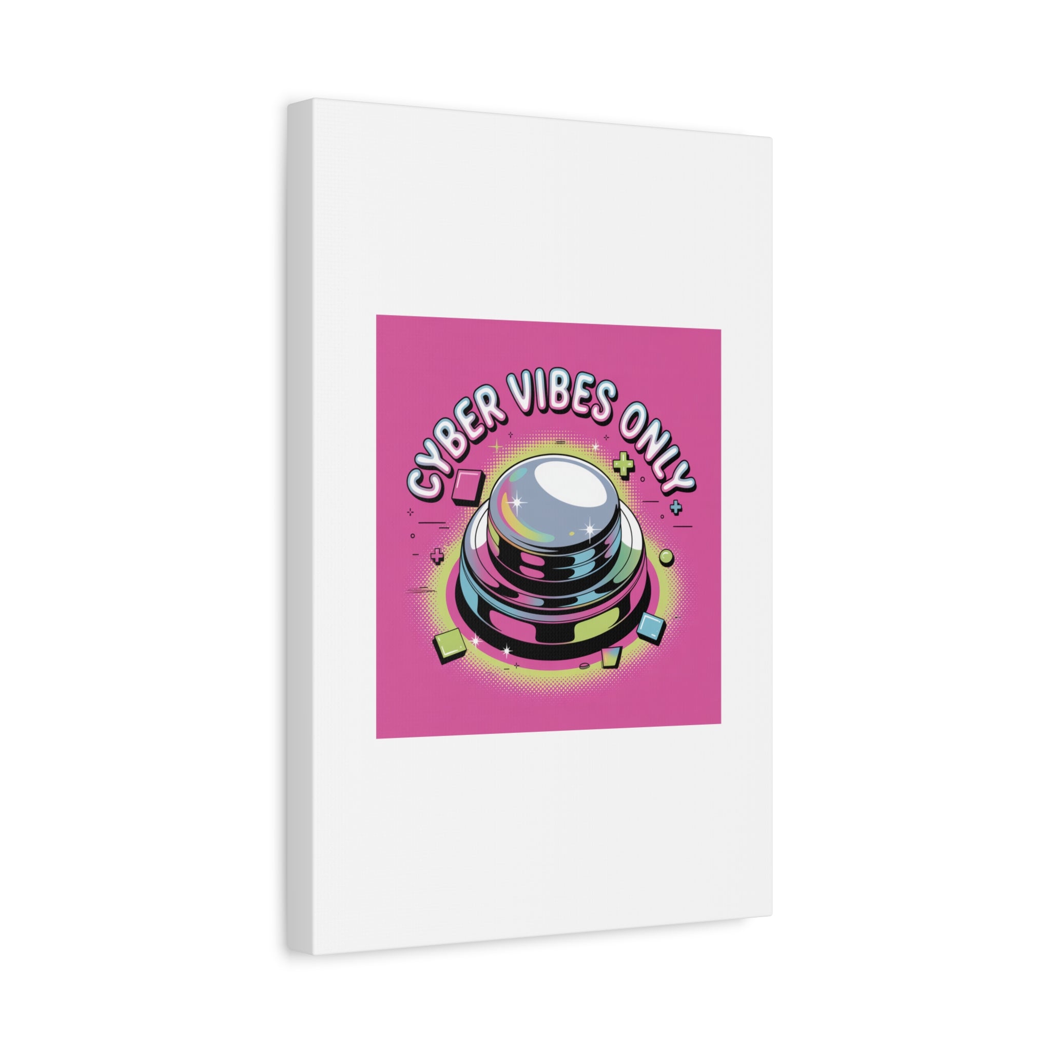 Cyber Vibes Only Canvas | Y2K cyber holo aesthetic, chrome text