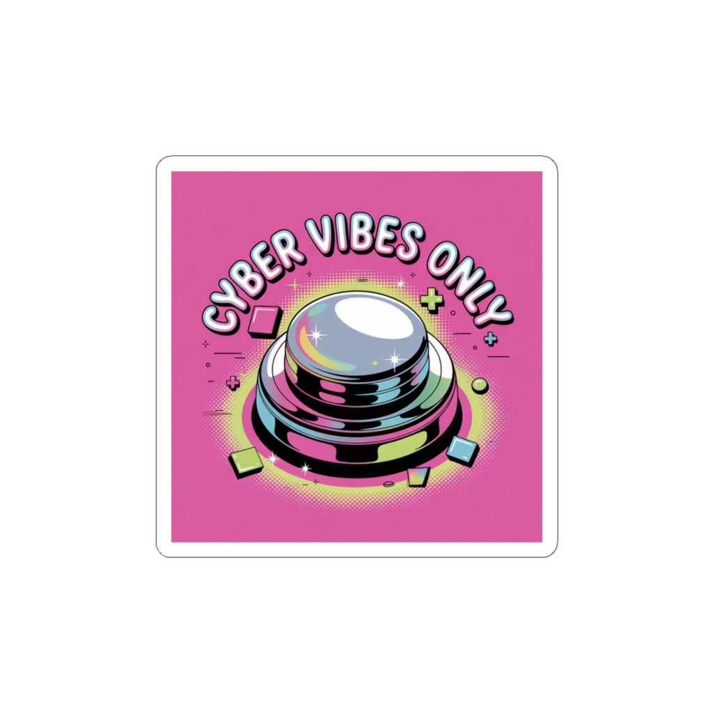 Cyber Vibes Only Sticker | Y2K cyber holo aesthetic, chrome text