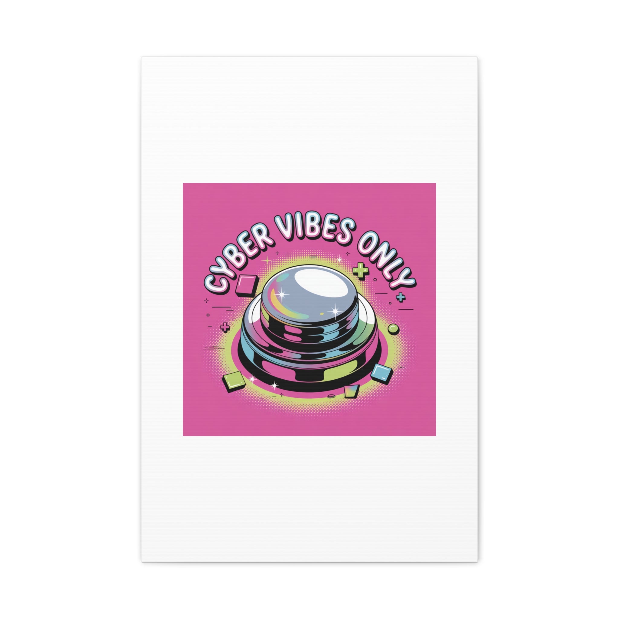 Cyber Vibes Only Canvas | Y2K cyber holo aesthetic, chrome text