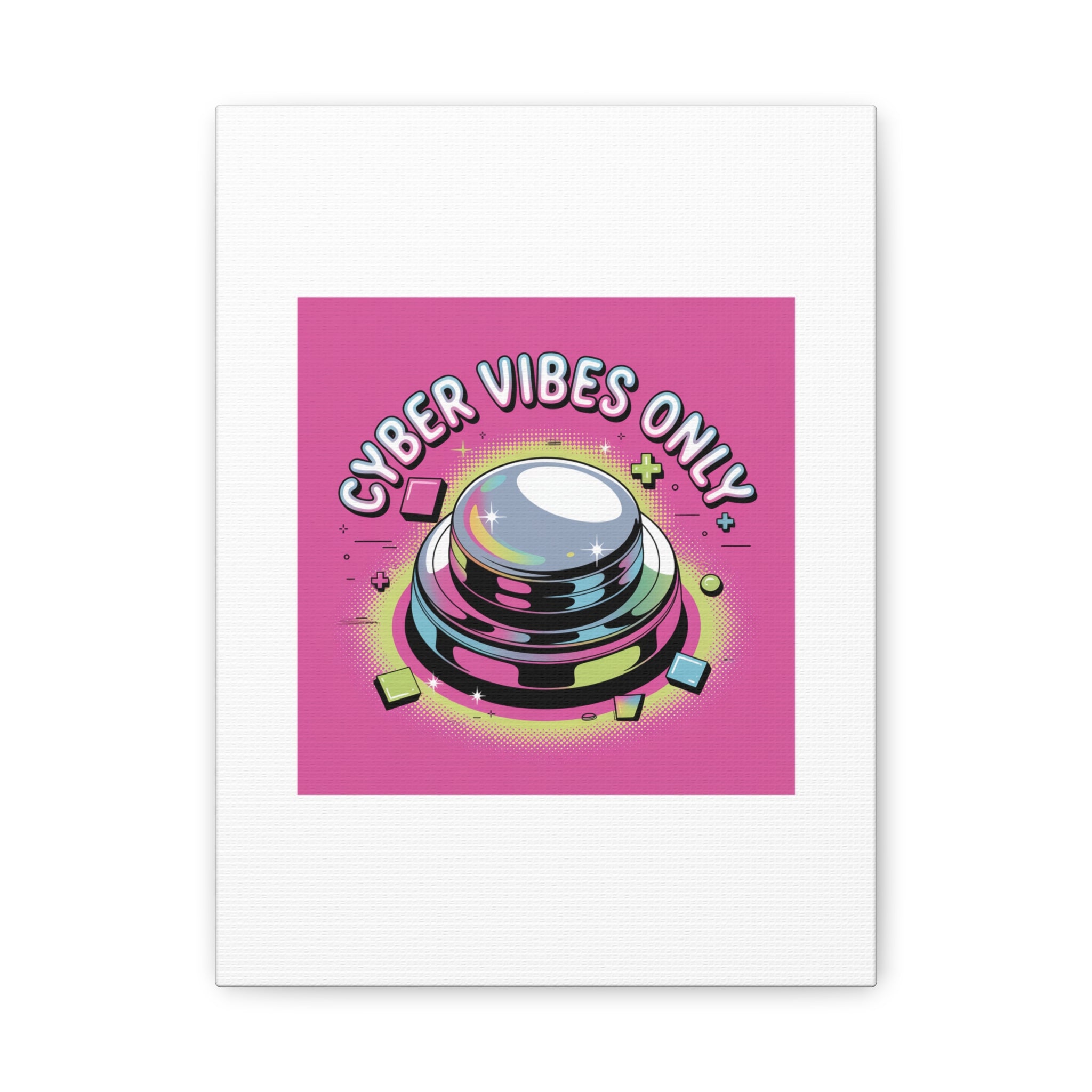 Cyber Vibes Only Canvas | Y2K cyber holo aesthetic, chrome text