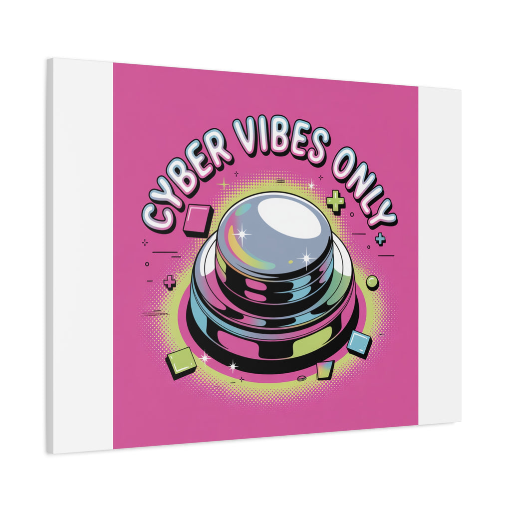 Cyber Vibes Only Canvas | Y2K cyber holo aesthetic, chrome text