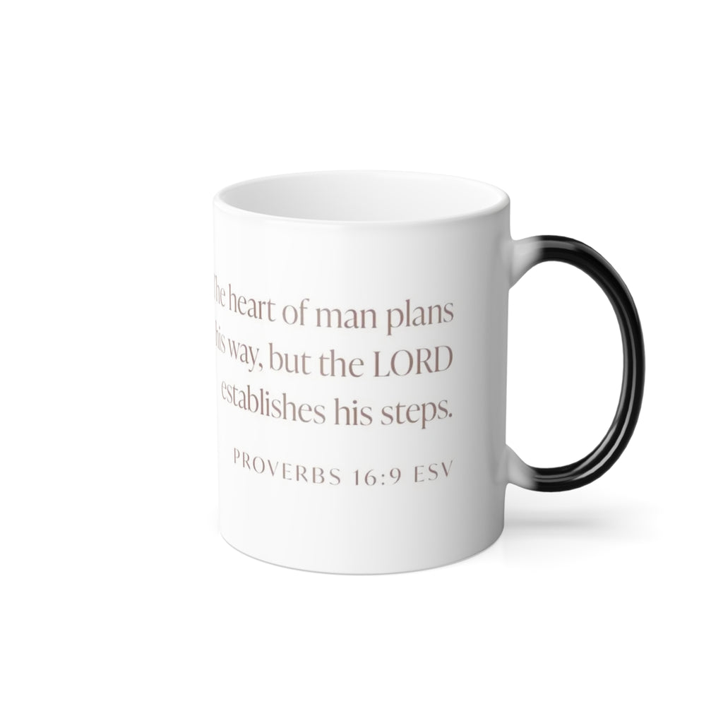 Color-Changing Floral Scripture Mug — Proverbs 16:9 Inspirational 11oz