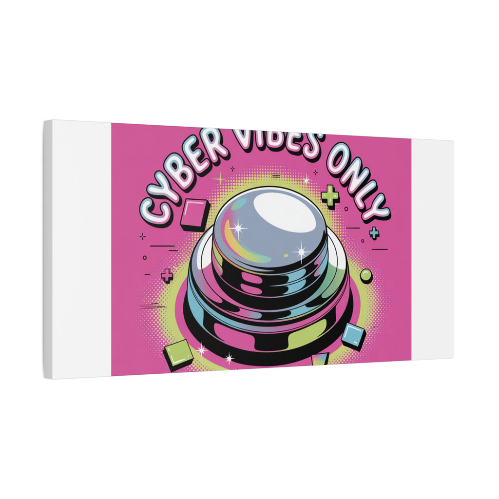 Cyber Vibes Only Canvas | Y2K cyber holo aesthetic, chrome text