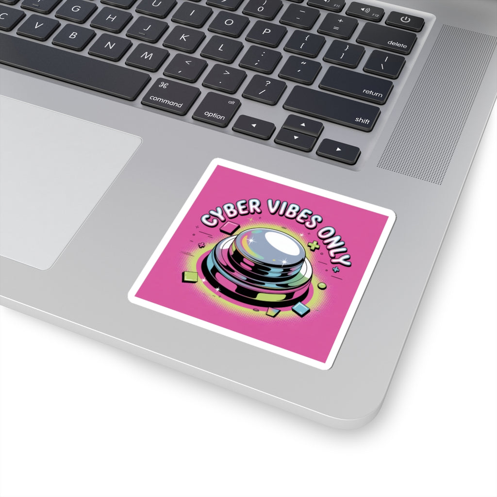 Cyber Vibes Only Sticker | Y2K cyber holo aesthetic, chrome text