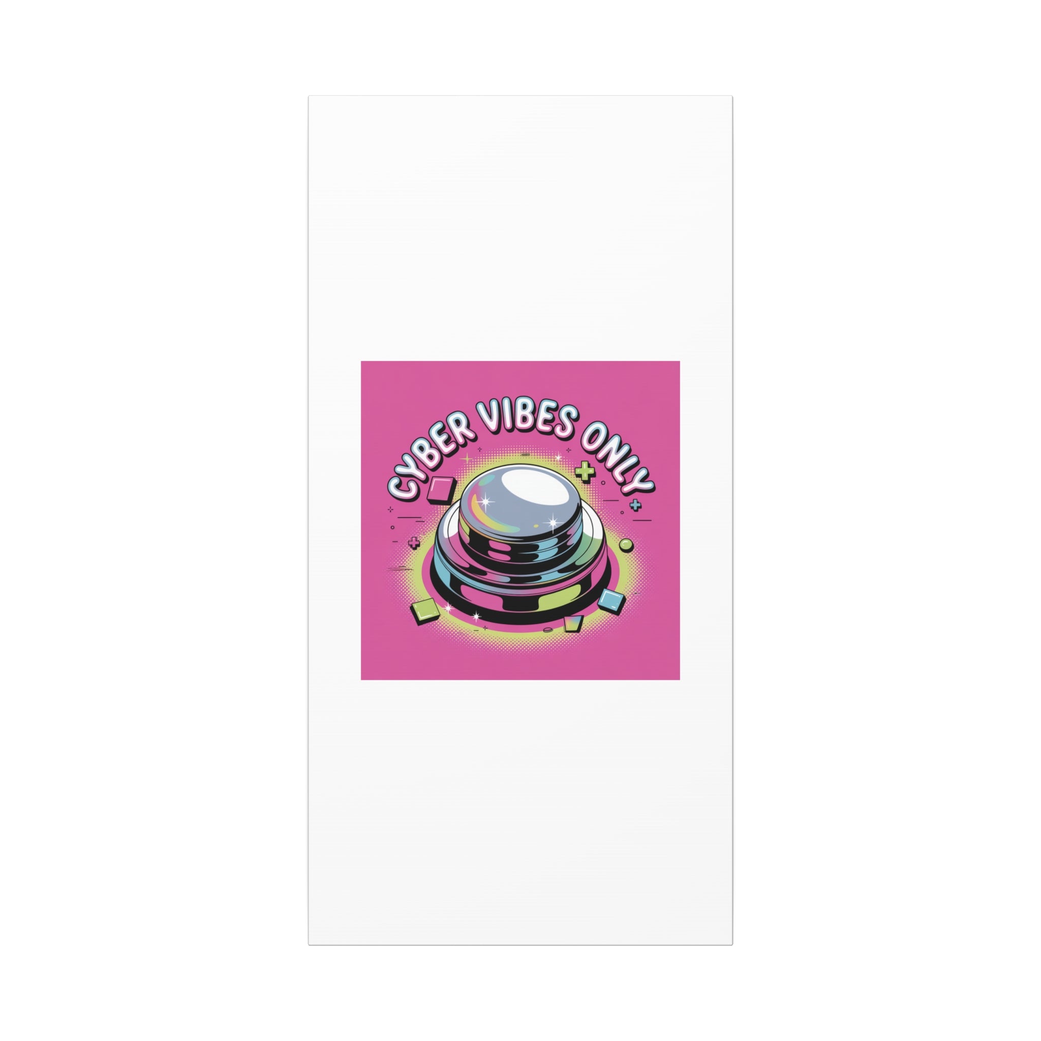 Cyber Vibes Only Canvas | Y2K cyber holo aesthetic, chrome text