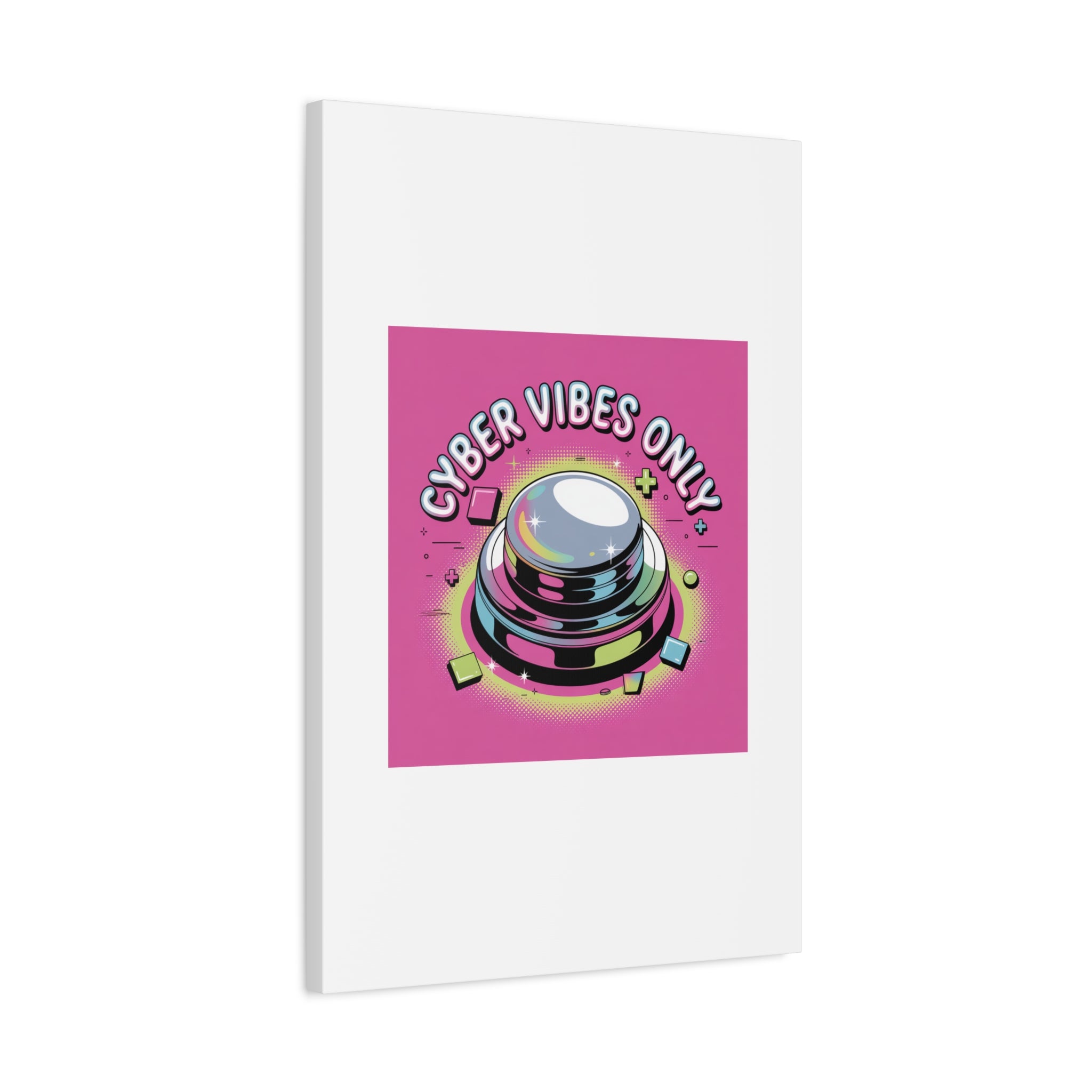Cyber Vibes Only Canvas | Y2K cyber holo aesthetic, chrome text