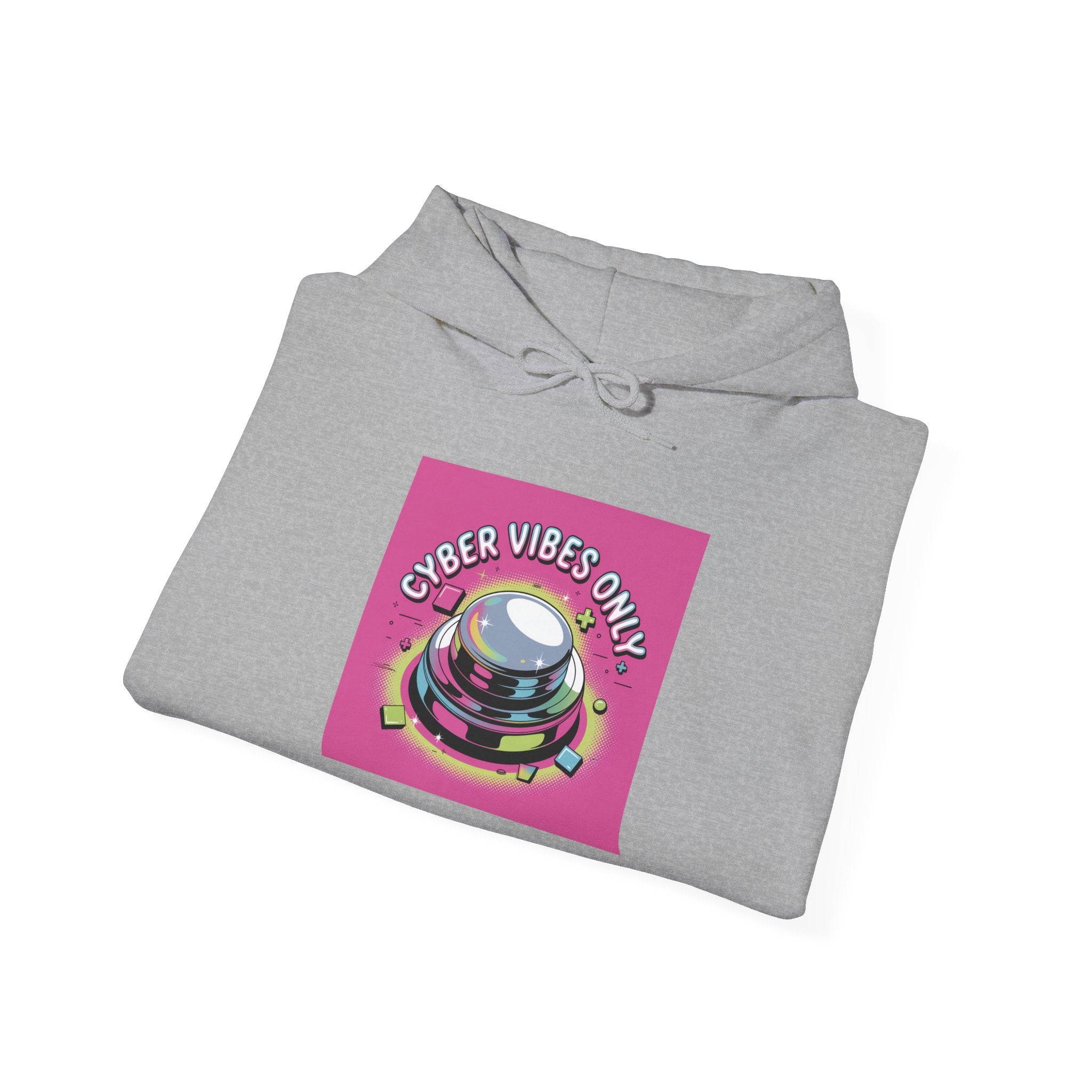 Cyber Vibes Only Hoodie | Y2K Cyber Holo, Retro Tech Chrome Text