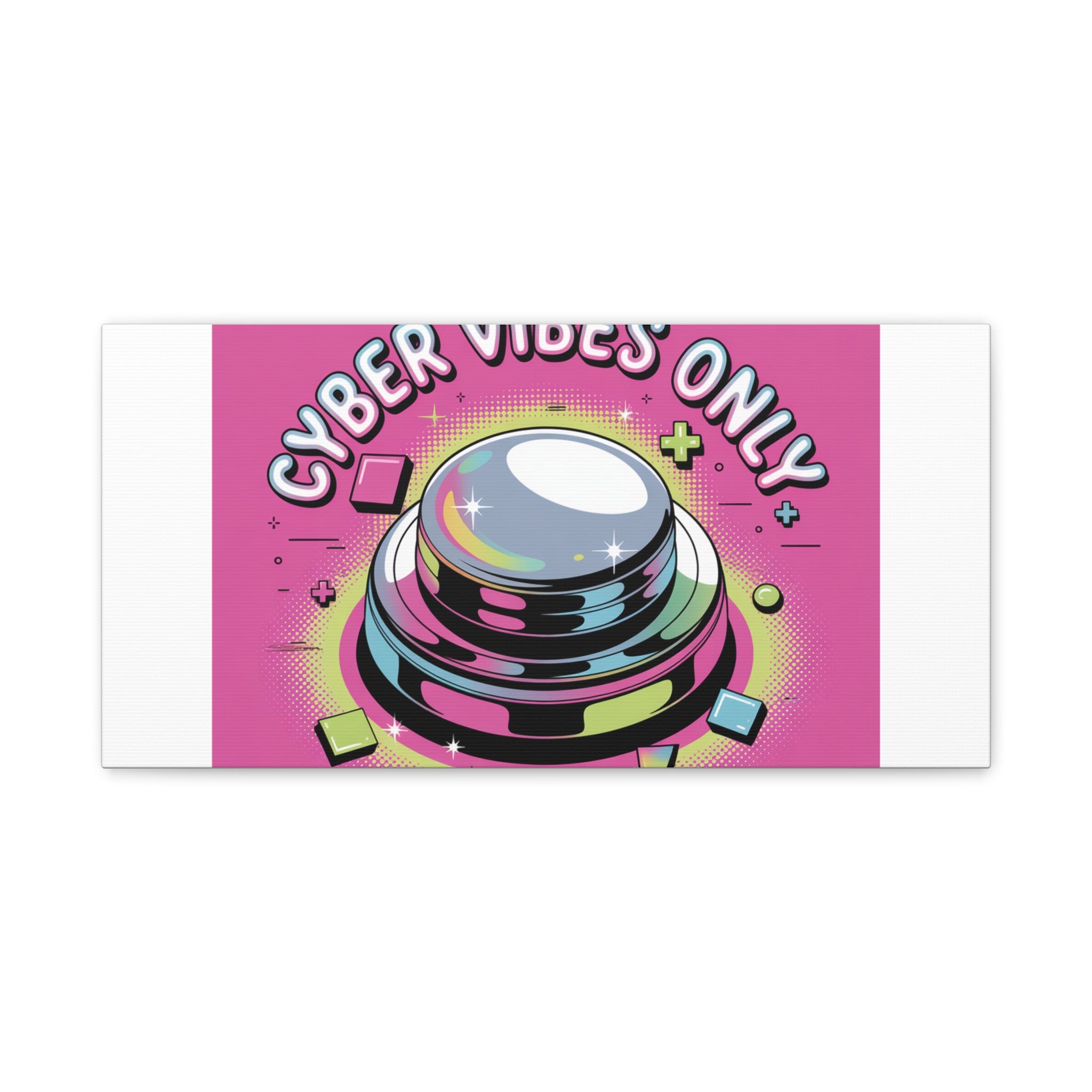 Cyber Vibes Only Canvas | Y2K cyber holo aesthetic, chrome text
