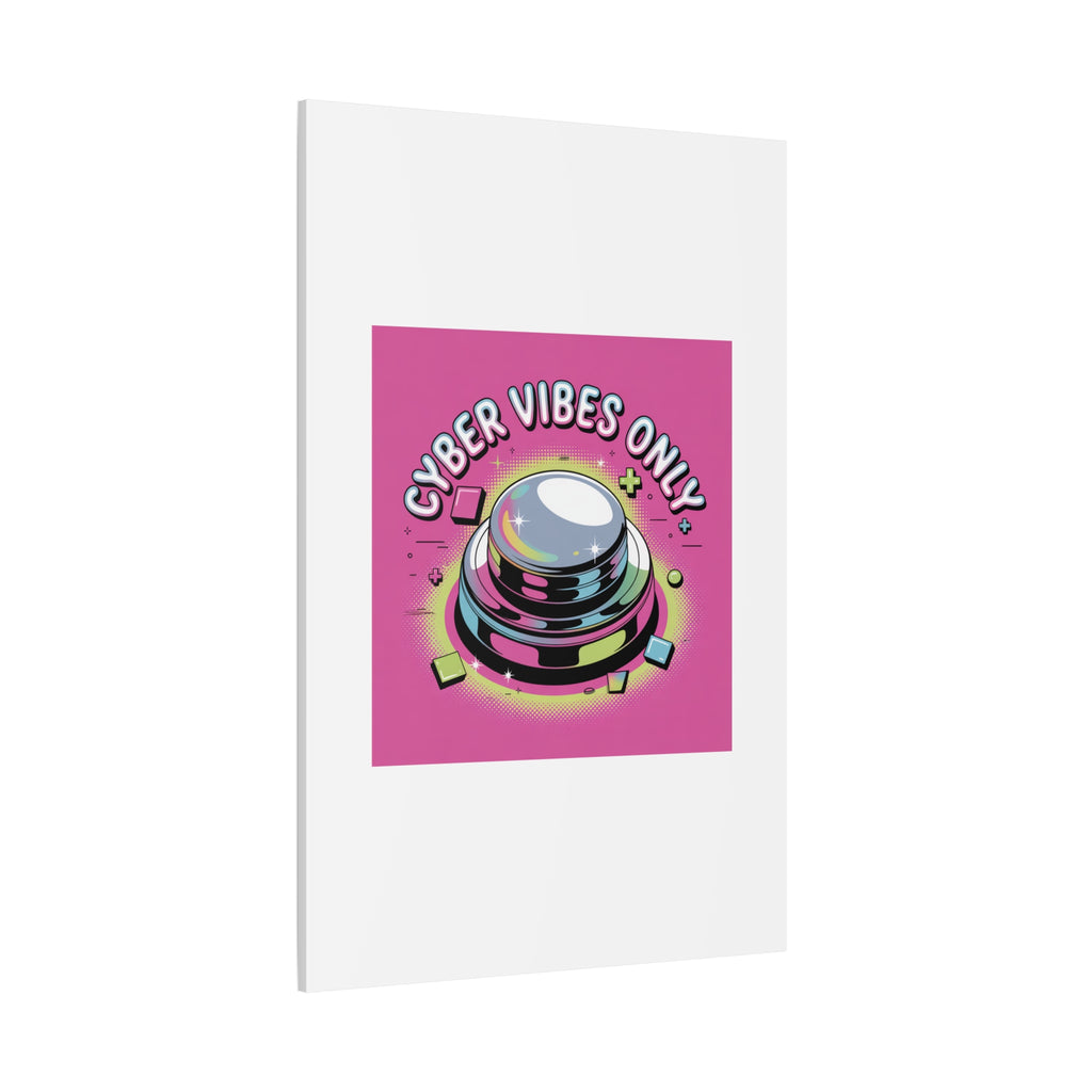 Cyber Vibes Only Canvas | Y2K cyber holo aesthetic, chrome text