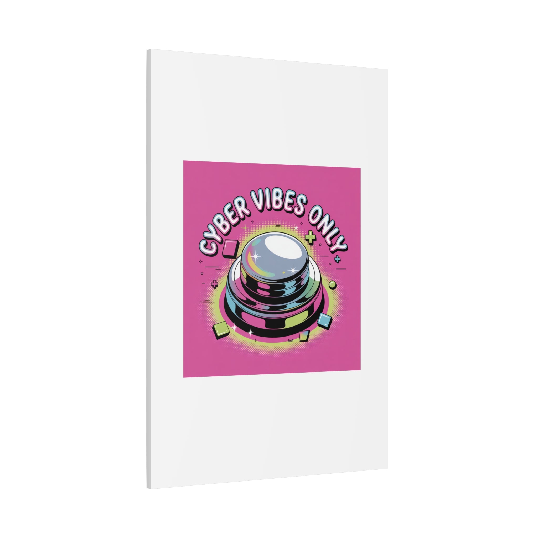 Cyber Vibes Only Canvas | Y2K cyber holo aesthetic, chrome text