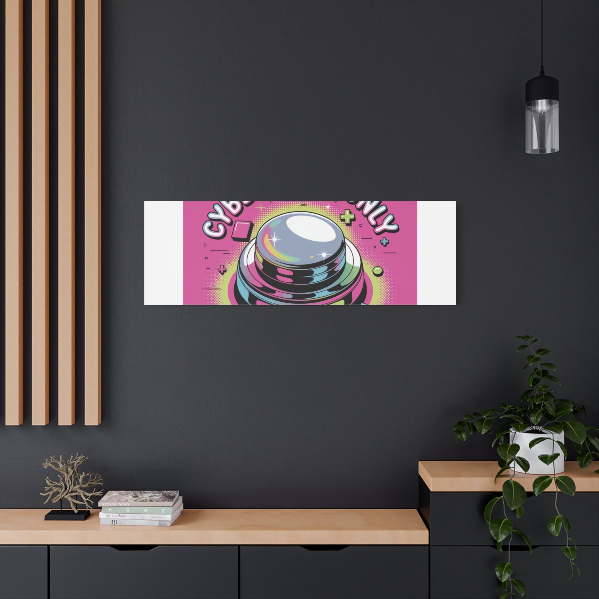 Cyber Vibes Only Canvas | Y2K cyber holo aesthetic, chrome text