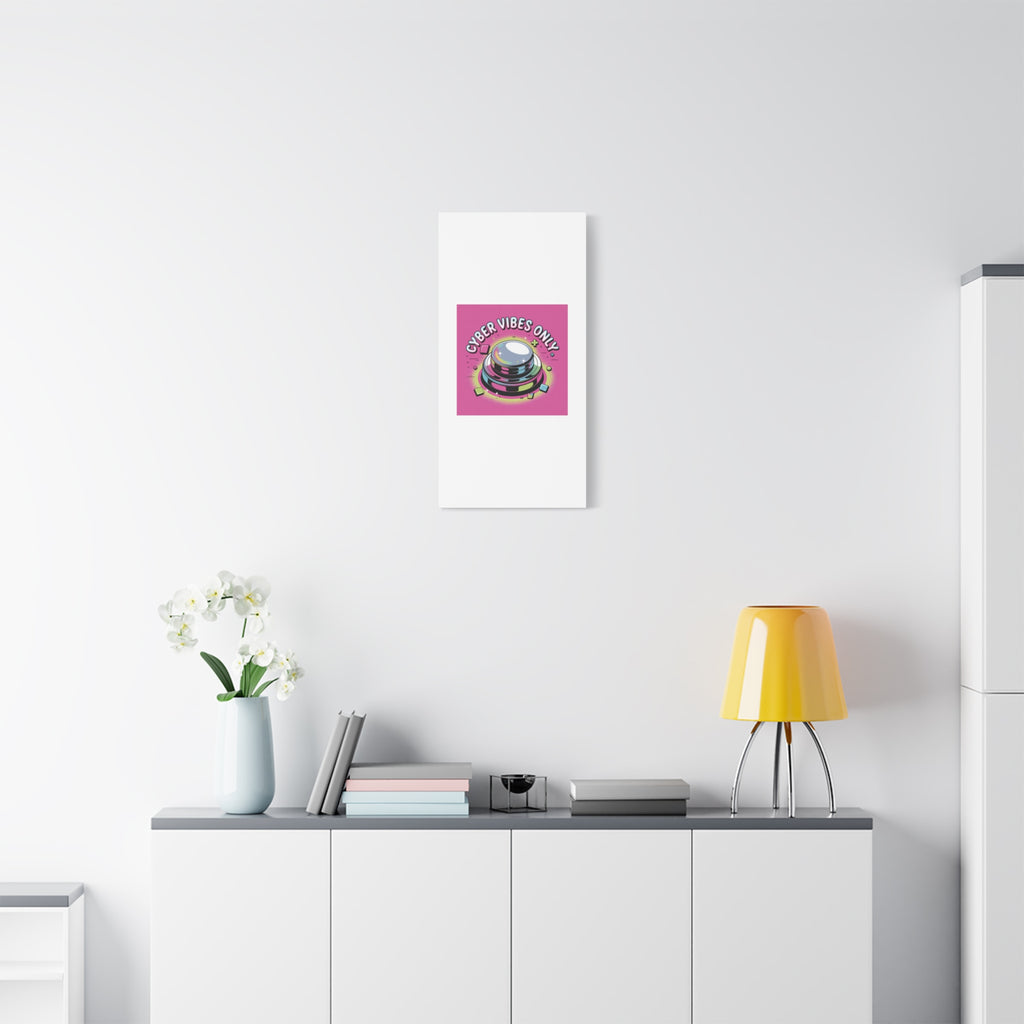 Cyber Vibes Only Canvas | Y2K cyber holo aesthetic, chrome text