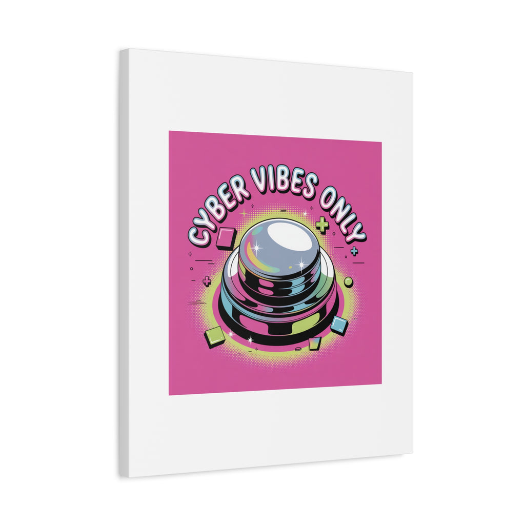 Cyber Vibes Only Canvas | Y2K cyber holo aesthetic, chrome text
