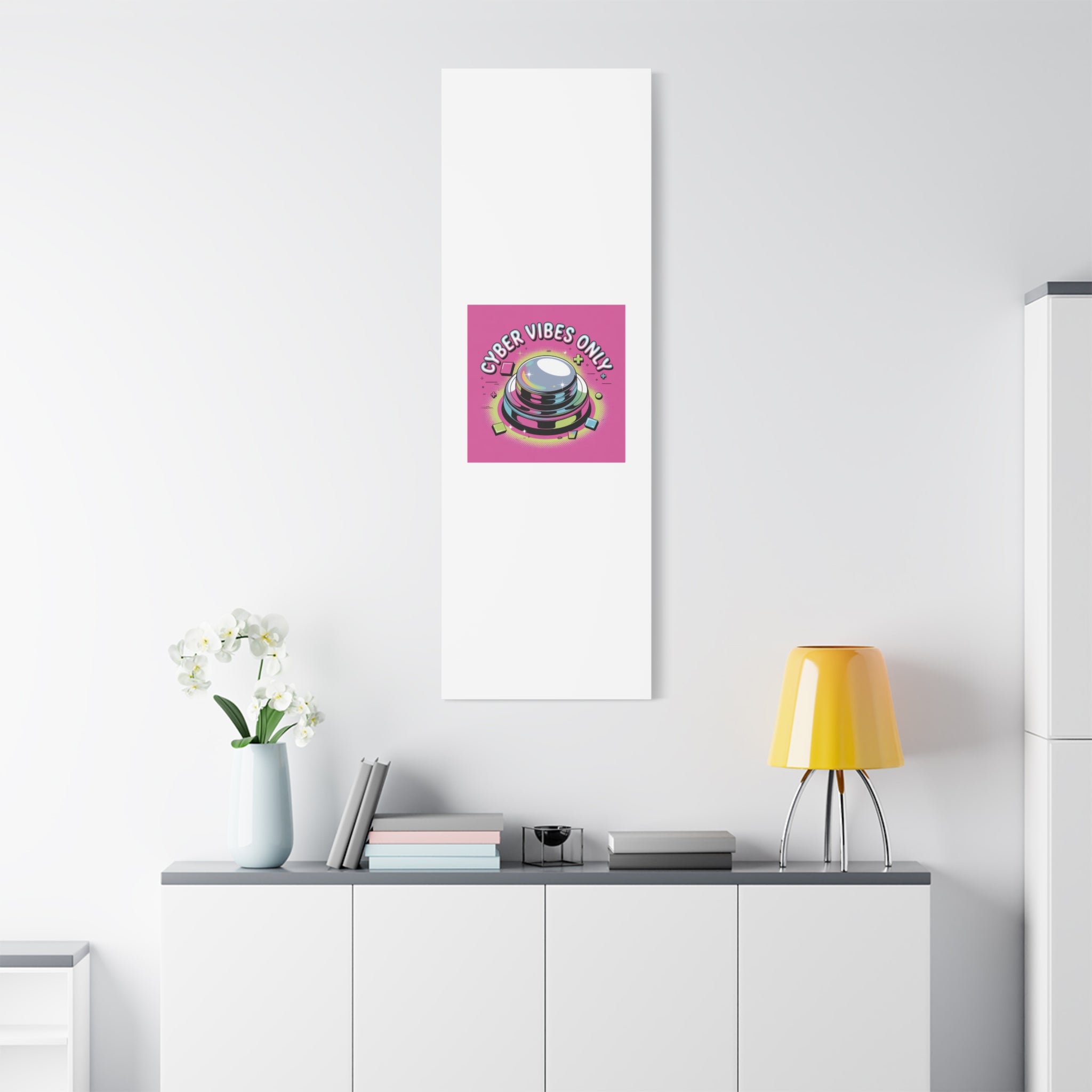 Cyber Vibes Only Canvas | Y2K cyber holo aesthetic, chrome text