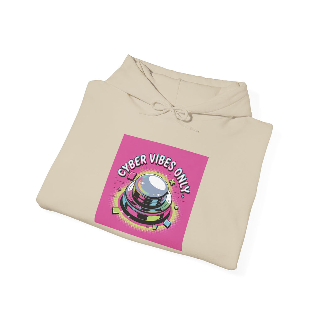 Cyber Vibes Only Hoodie | Y2K Cyber Holo, Retro Tech Chrome Text