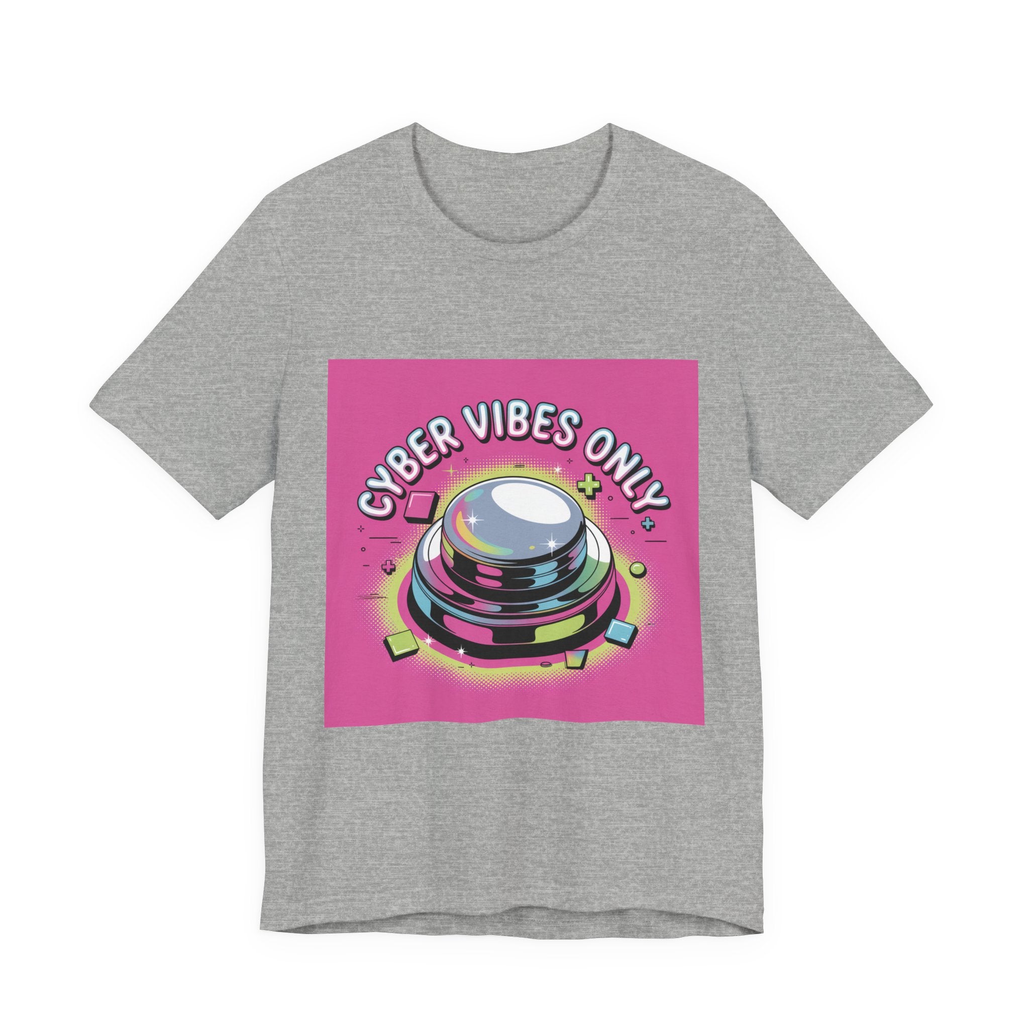 Cyber Vibes Only T-Shirt | Y2K Cyber Holo, Retro Tech Chrome Text