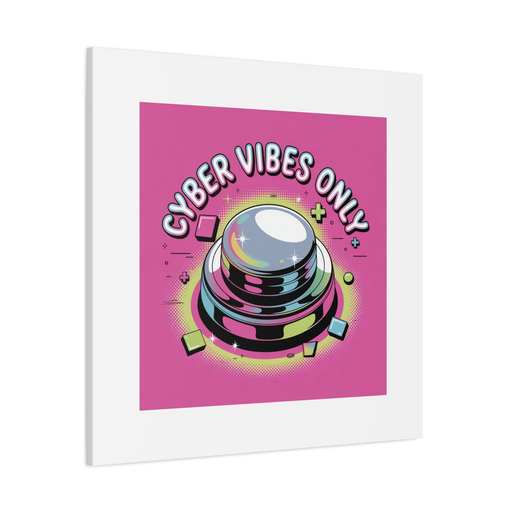 Cyber Vibes Only Canvas | Y2K cyber holo aesthetic, chrome text