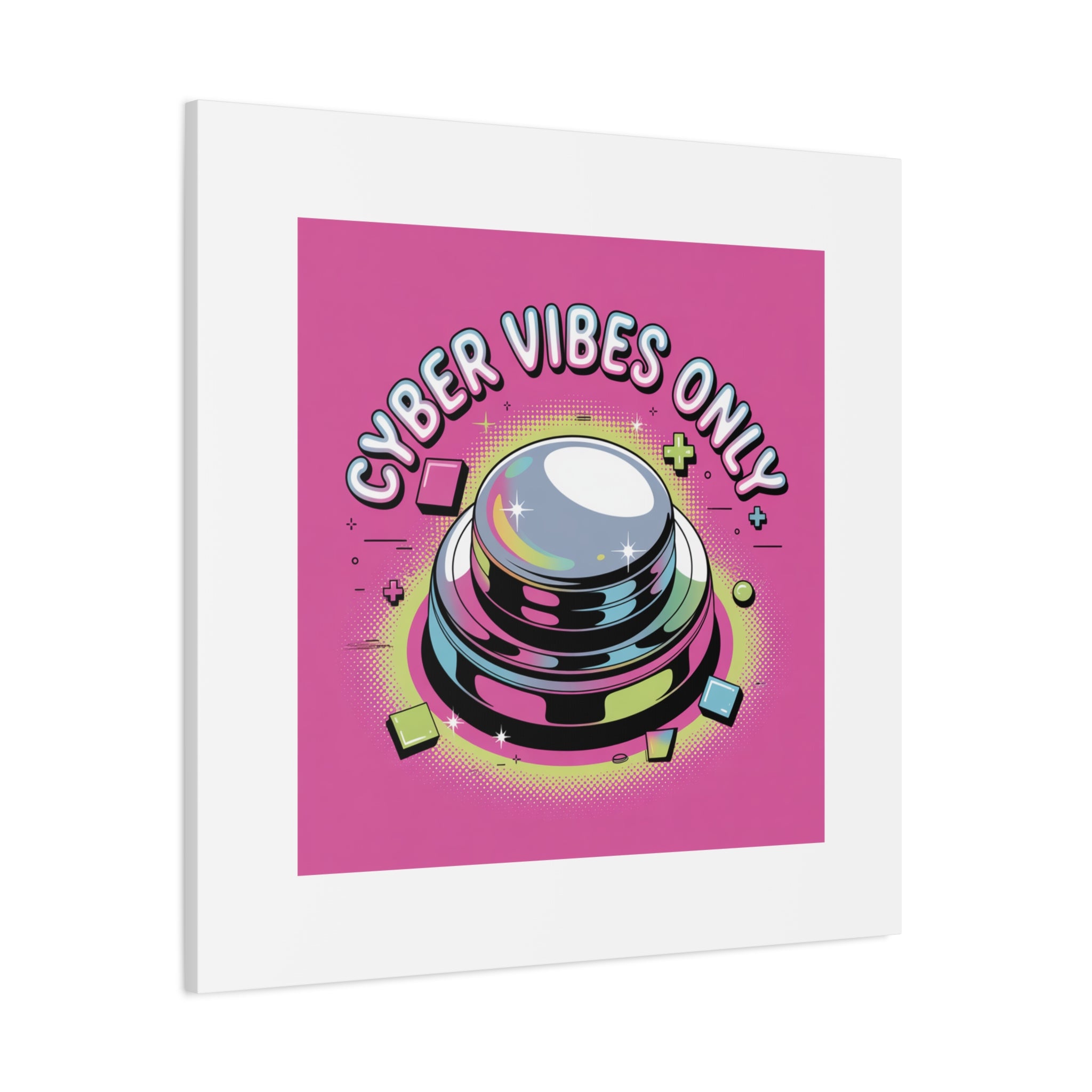 Cyber Vibes Only Canvas | Y2K cyber holo aesthetic, chrome text